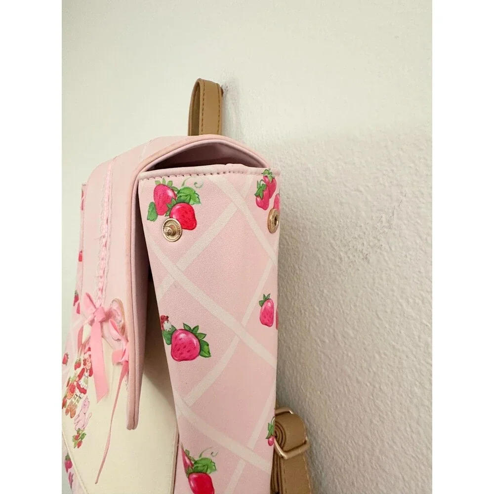 Strawberry Shortcake Strawberries & Bows Slouch Mini Backpack Pink White Square